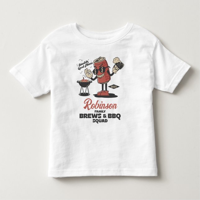 Custom Funny Family Barbeque Group Matching Kleinkind T-shirt (Vorderseite)