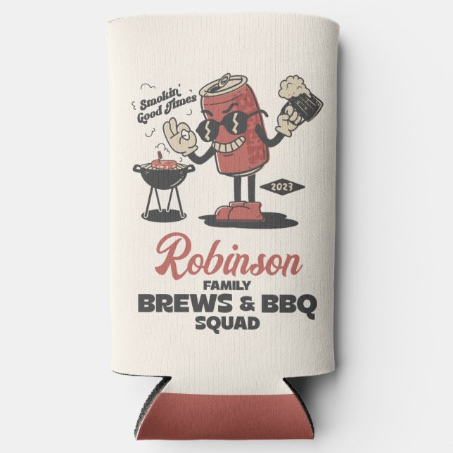 Custom Funny Family Barbeque Group Matching Selters Dosenkühler (Vorderseite)