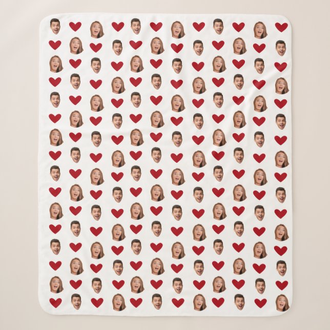 Custom Funny Funny Face Foto Cutout Valentinstag Sherpadecke (Vorderseite)