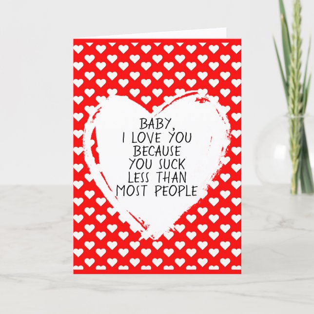 Custom Funny I Liebe Sie Valentine Quote Hearts Karte (Vorderseite)