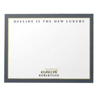 Custom Funny Inspirational Navy White Gold Men  Notizblock