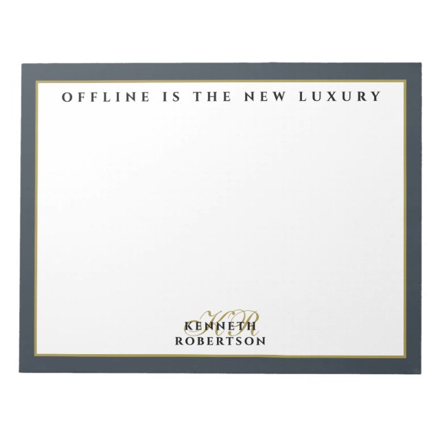 Custom Funny Inspirational Navy White Gold Men  Notizblock (Vorderseite)