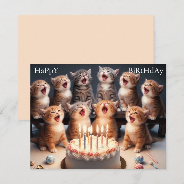 Custom Funny Kitten Happy Birthday Grußkarte Dankeskarte (Vorne/Hinten)