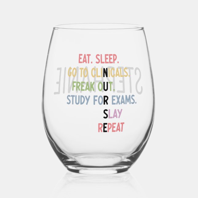 Custom Funny Nursing School Schüler Future Nurse Weinglas Ohne Stiel (Vorderseite)