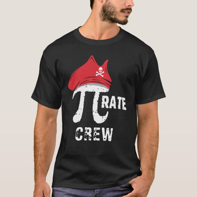Custom Funny Pi Day Pirate Crew Matching Party T-Shirt (Vorderseite)