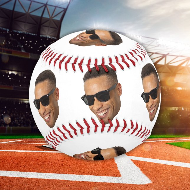 Custom Funny Vater Face Cut Out Foto Baseball (Funny Dad Face – Custom Cutout Photo Gift Baseball)