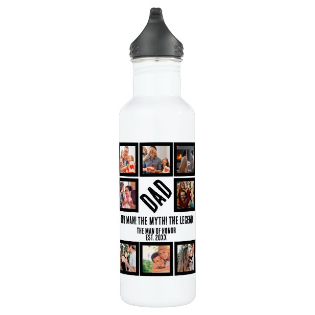 Custom Funny Vathday Vater Geschenk 8 FotoCollage Edelstahlflasche (Rechts)