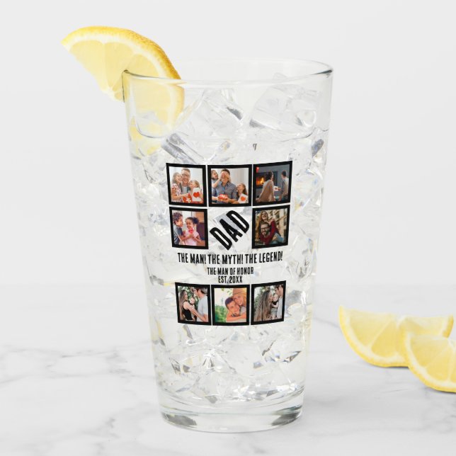 Custom Funny Vathday Vater Geschenk 8 FotoCollage Glas (Vorderseite Ice)
