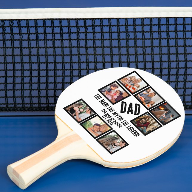 Custom Funny Vathday Vater Geschenk 8 FotoCollage Tischtennis Schläger (InSitu)