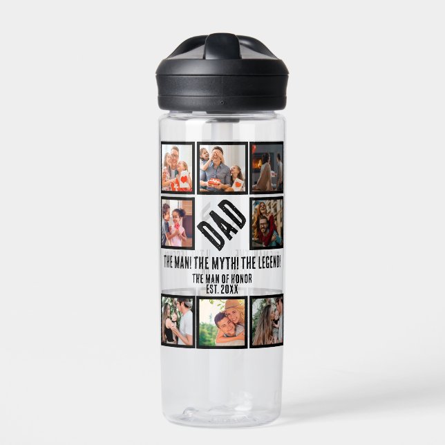Custom Funny Vathday Vater Geschenk 8 FotoCollage Trinkflasche (Vorderseite)