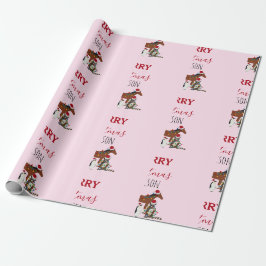 Custom Funny Weihnachtstiere Weihnachtsmannmützen Geschenkpapier