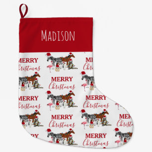 Custom Funny Weihnachtstiere Weihnachtsmannmützen  Großer Weihnachtsstrumpf