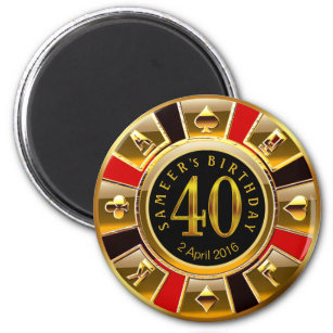 CUSTOM für Sheetal Vegas Casino Chip 40. Geburtsta Magnet