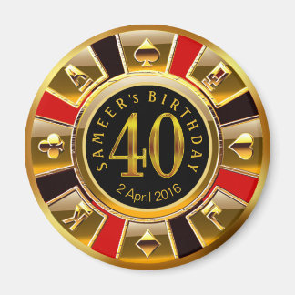 CUSTOM für Sheetal Vegas Casino Chip 40. Geburtsta Magnet