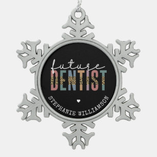 Custom Future Dentist Dentalschüler Geschenke Schneeflocken Zinn-Ornament