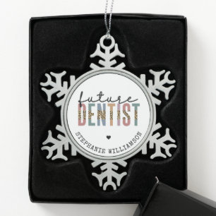 Custom Future Dentist Dentalschüler Geschenke Schneeflocken Zinn-Ornament