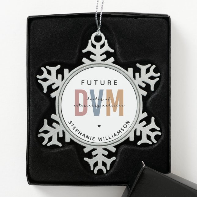 Custom Future DVM Doctor of Veterinary Medicine Schneeflocken Zinn-Ornament (Box)