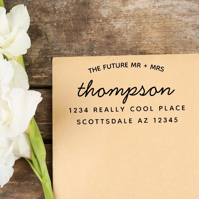 Custom Future Mrs Modern Wedding Rücksendeadresse Permastempel (Von Creator hochgeladen)