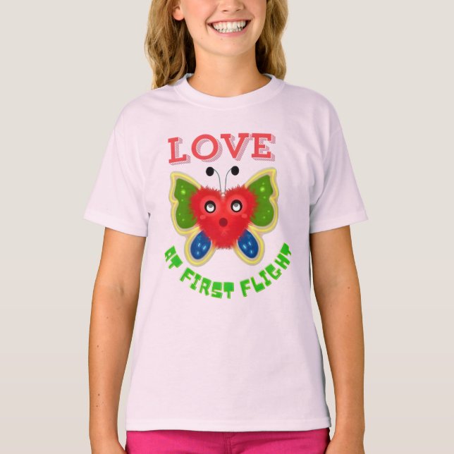 Custom Fuzzy Heart Butterfly Gift T-Shirt (Vorderseite)
