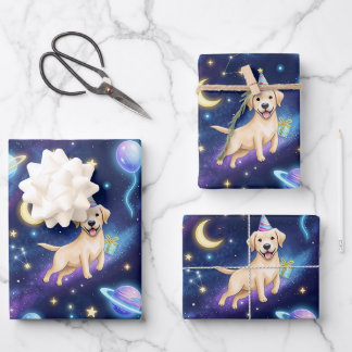 custom Galaxy Labrador Retriever birthday party Geschenkpapier Set