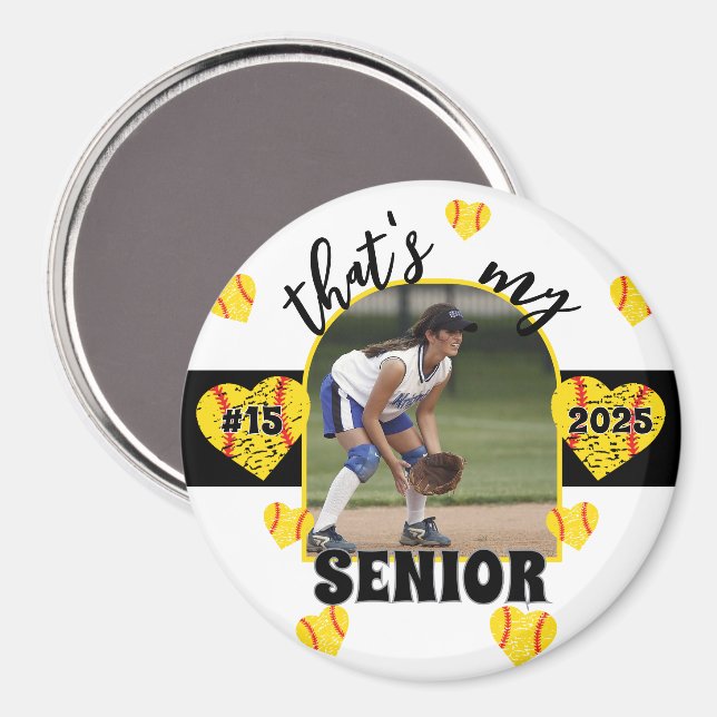 Custom Game Day Senior Softball Player für Eltern Magnet (Vorderseite/Rückseite)