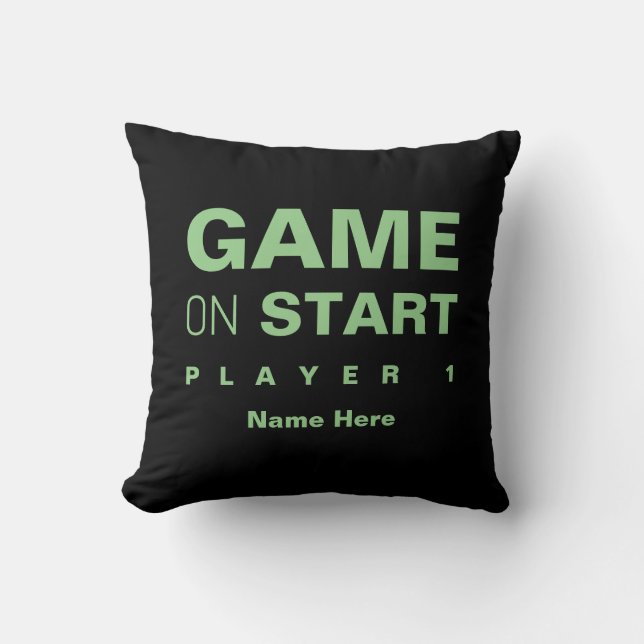 Custom Gamer Game Room Dekoration Grün Schwarz Kissen (Vorderseite)