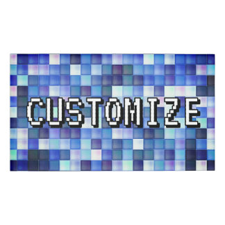 Custom Gamertag Blue 8-Bit Pixel Square Pattern Namenschild