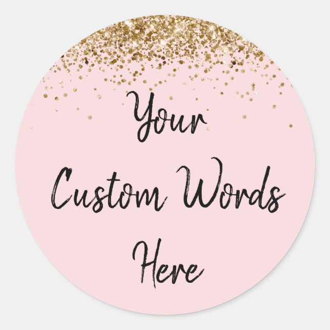 Custom Gastgeschenk Birthday Blush Pink Gold Black Runder Aufkleber (Vorderseite)
