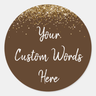 Custom Gastgeschenk Birthday Braun Gold und Weiß Runder Aufkleber
