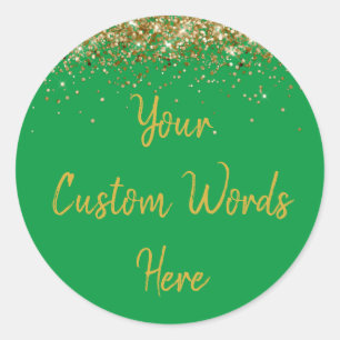 Custom Gastgeschenk Birthday Kelly Green und Gold Runder Aufkleber