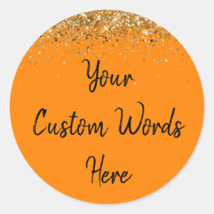 Custom Gastgeschenk Birthday Orange Gold und Black Runder Aufkleber