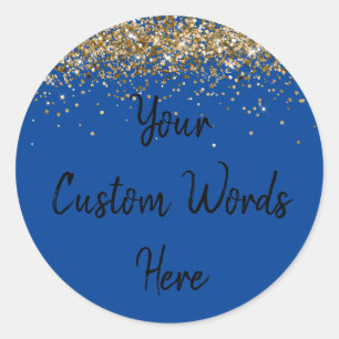 Custom Gastgeschenk Birthday Royal Blue Gold Black Runder Aufkleber