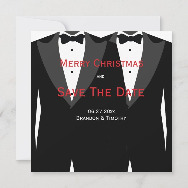 Custom Gay Wedding Save the Date Weihnachtskarten (Vorderseite)