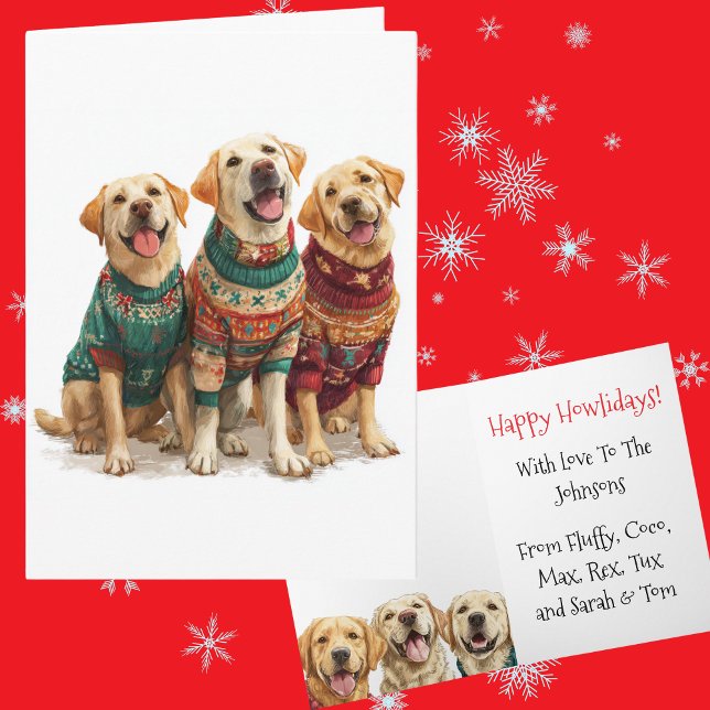 Custom Gelbe Labrador Weihnachten Ugly Sweater Hol Karte (Von Creator hochgeladen)