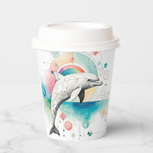 Custom Geometric Dolphin Paper Cup mit Rainbow Ac Pappbecher