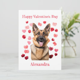 Custom German Shepherd with Hearts Valentine Feiertagskarte