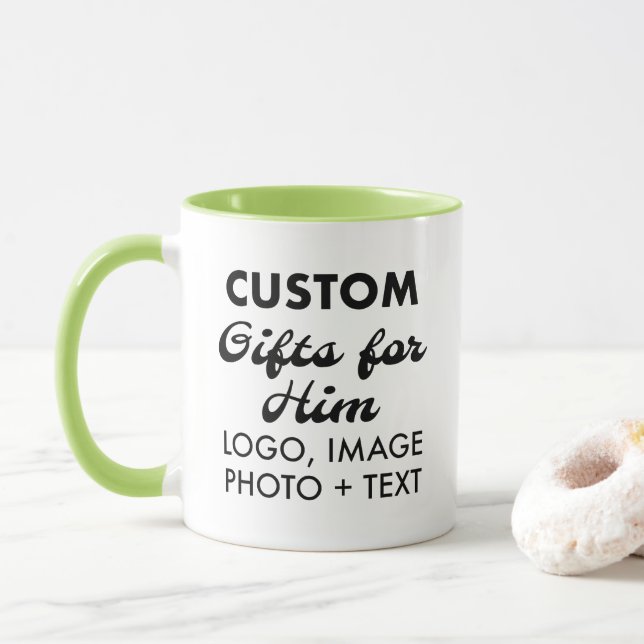 Custom Geschenke für Ihm Lime Green Combo Tasse 11 (Mit Donut)