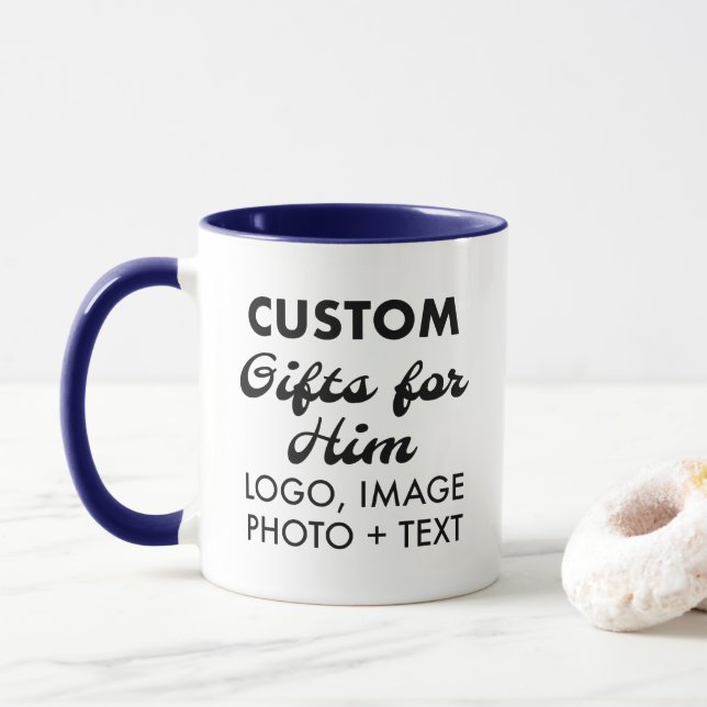 Custom Geschenke für seine Navy Blue Combo Tasse 1 (Mit Donut)