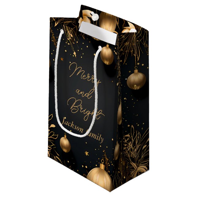 Custom Geschenktasche mit Weihnachten Lux Black &  Kleine Geschenktüte (Vorderseite Schrägansicht)