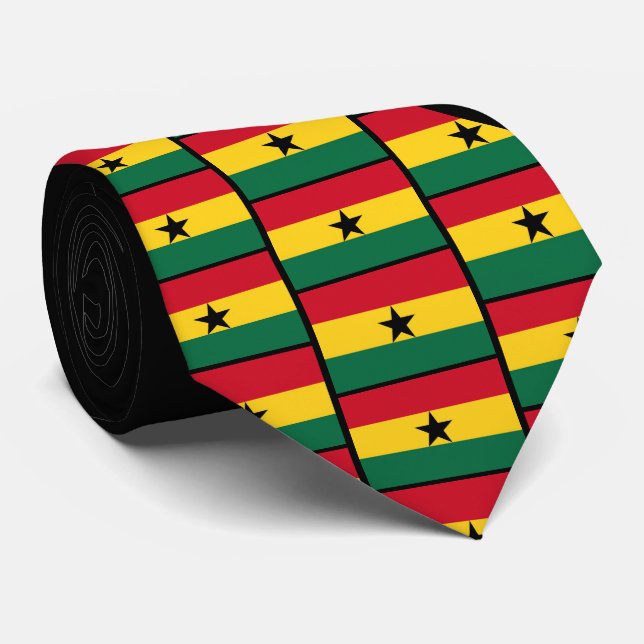 Custom GHANAIAN FLAG Monogram Neck Tie Krawatte (Gerollt)