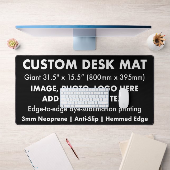 Custom Giant 31.5" Desk Mat Protector Pad - Black Schreibtischunterlage (Büro 1)