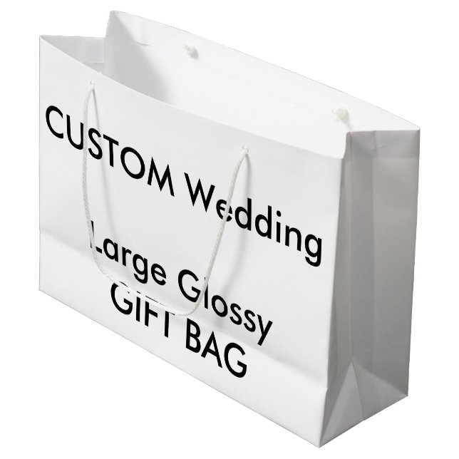 Custom Gift Bag GLOSSY LARGE 12.5" x 9" Große Geschenktüte (Vorderseite Schrägansicht)