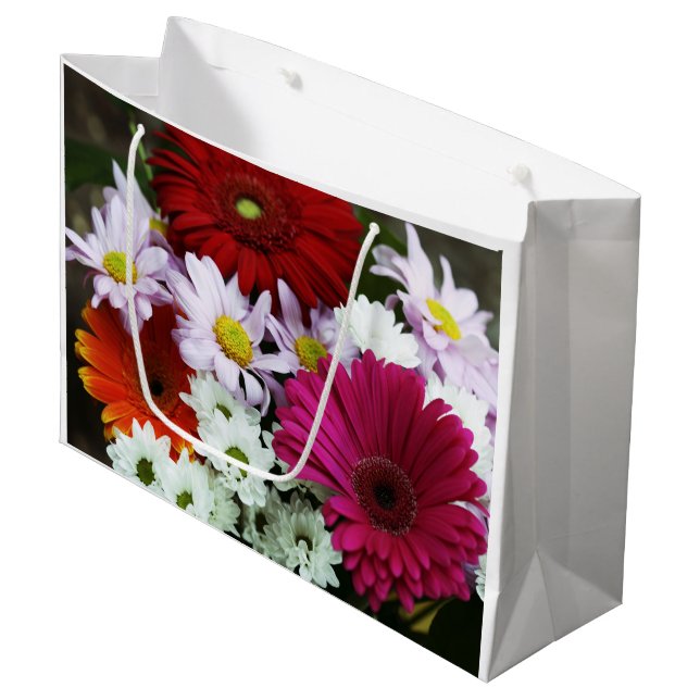 Custom Gift Bag - Große, glänzende Sommer-Blume Große Geschenktüte (Vorderseite Schrägansicht)