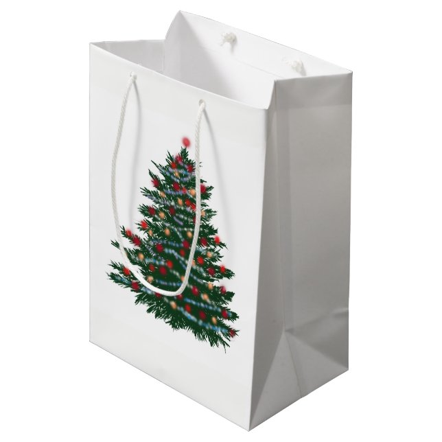 Custom Gift Bag - Medium, Matte Holiday Tree Mittlere Geschenktüte (Vorderseite Schrägansicht)