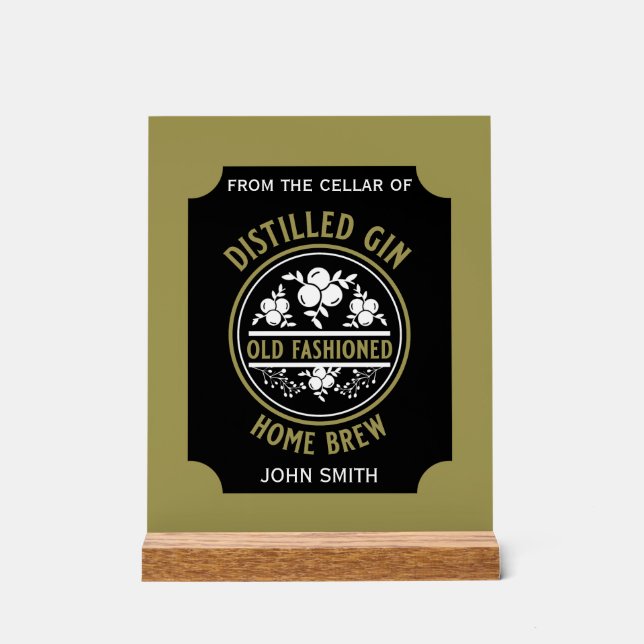 Custom Gin Flasche Acrylschild (Vorderseite)