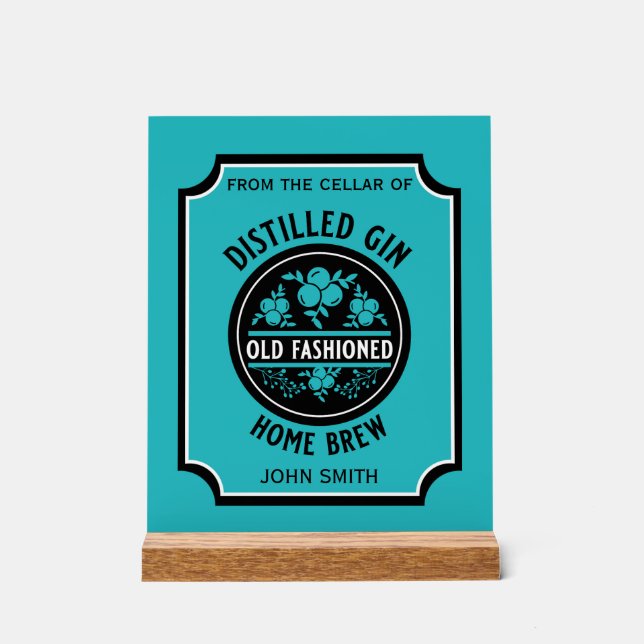 Custom Gin Flasche Acrylschild (Vorderseite)