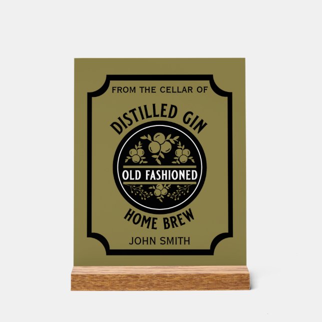 Custom Gin Flasche Acrylschild (Vorderseite)