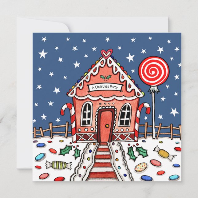 Custom Gingerbread House Einladung (Vorderseite)