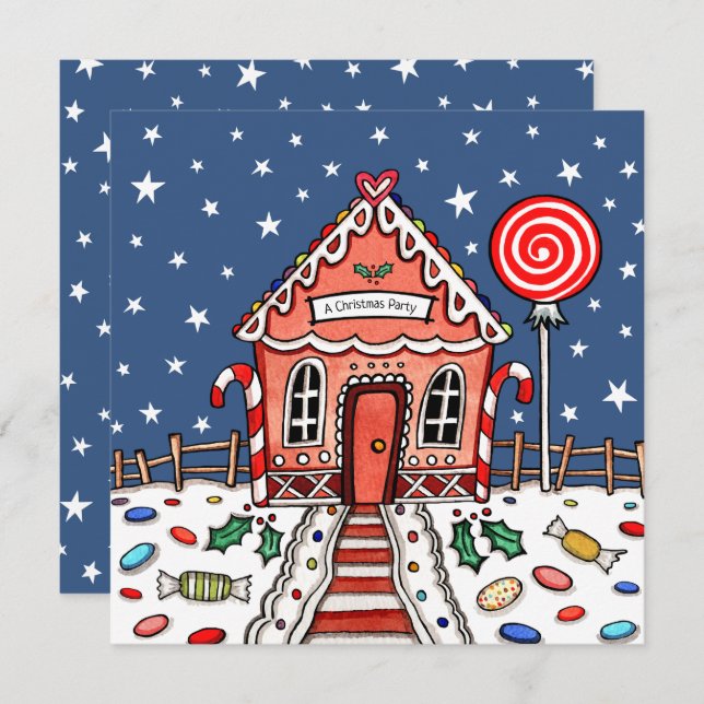Custom Gingerbread House Einladung (Vorne/Hinten)