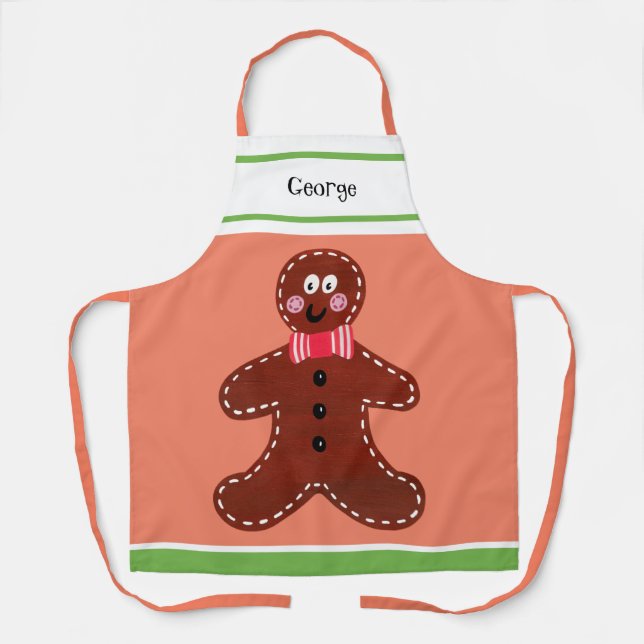 Custom Gingerbread Man Weihnachten Schürze (Vorderseite)